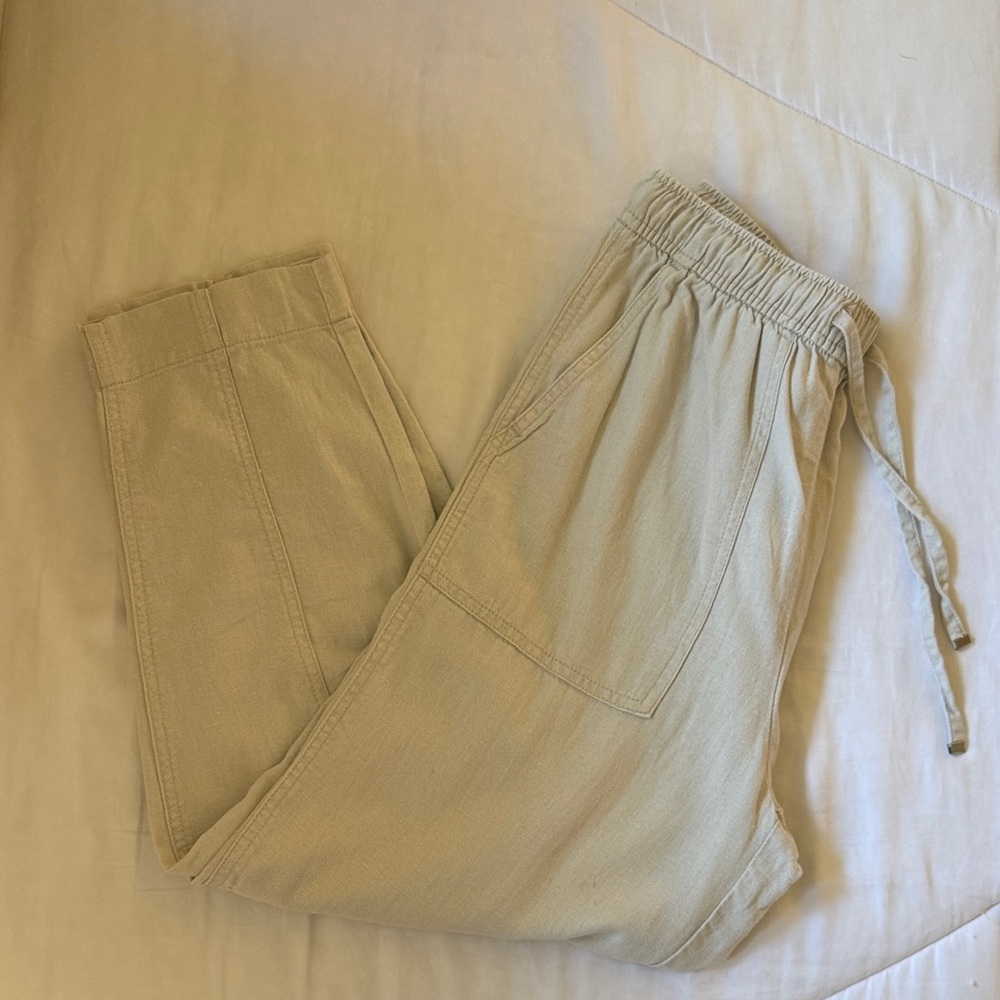 Zara Light Gray Linen Drawstring Pants